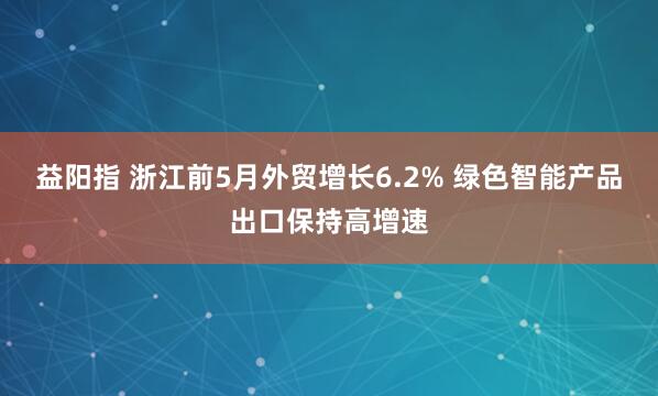 益阳指 浙江前5月外贸增长6.2% 绿色智能产品出口保持高增速